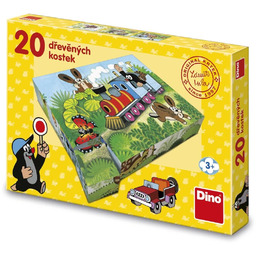 Drewniane klocki obrazkowe puzzle Pojazdy Krecika 20 klocków