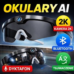 Inteligentne okulary AI z kamerą 2K, Bluetooth