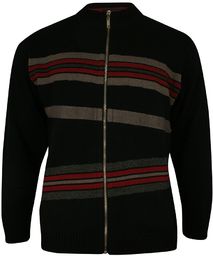 Sweter Czarny, Zapinany na Zamek, w Paski, ze