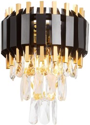 LAMPA ŚCIENNA KINKIET KRYSZTAŁOWY CZARNO-ZŁOTY RIVO W2