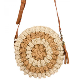 Okrągła mała letnia torebka na ramię z plecionki