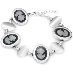 Srebrna bransoletka z wizerunkiem kobiety Kamea pr925