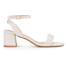Damskie sandały z paskami na słupku złamana biel