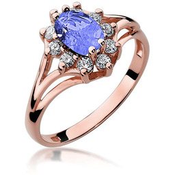 Złoty pierścionek Tanzanit 0,70ct różowe złoto pr. 585