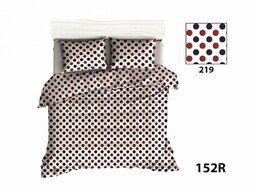 Karo Pościel bawełniana 140x200 R152 grochy czerwone granatowe