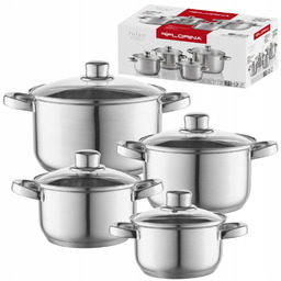 Zestaw Garnków Komplet Nierdzewnych Stalowych 8 Elemntów Polpo