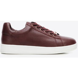 Damskie sneakersy skórzane na platformie bordowe