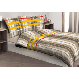 Faro Pościel bawełniana 220x200 Krata beżowa żółta