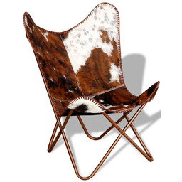 Elior Brązowo biały fotel butterfly retro C1-L33