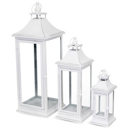 Lampion metalowy 33,5/52/72,5 cm biały 3 sztuki