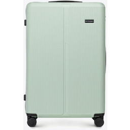 Duża walizka z ABS-u w drobne paski miętowa