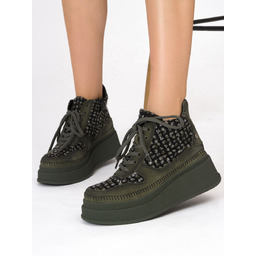 Maciejka Botki Damskie Skórzane Zielone-37