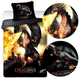 Pościel 140 x 200 Młodzieżowa 027 Ognisty Smok