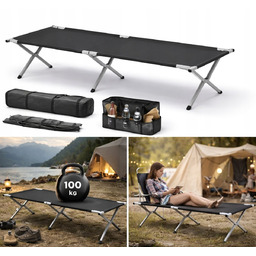 ŁÓŻKO TURYSTYCZNE POLOWE CZARNE KANADYJKA 187  68