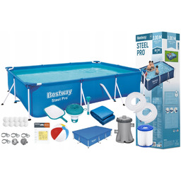 Basen Stelażowy Ogrodowy Bestway 56411 300x201x66 Pompa Pokrywa