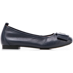 Baleriny z miękkiej skóry z geometryczną klamrą granatowe