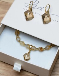 Pakamera Unikatowy Komplet Biżuterii Swarovski Golden Shadow (Srebro