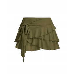 SHEIN KHAKI ROZKLOSZOWANA SPÓDNICA Z FALBANAMI 38 1JA