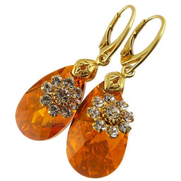 Kryształy Piękne Kolczyki Topaz Gold Flower