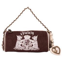 Juicy Couture brązowa torebka bagietka welurowa z łańcuszkiem