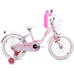 Rower dziecięcy SIROX Rainbow 18" różowy z koszykiem