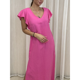 Pakamera Wiskozowo-lniana sukienka Fucsia