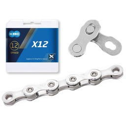 Łańcuch KMC X12 srebrny, 126 ogniw 12-rzedowy