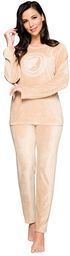 Piżama z miękkiego weluru Sandy w kolorze beżowymS