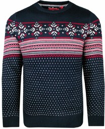 Świąteczy Sweter z Norweskim Wzorem, Granatowy - Brave