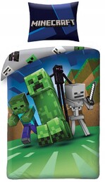 Pościel Minecraft Lego Creeper Klocki Gra 140x200 Bawełniana