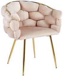 Krzesło fotelowe Glamour BALLOON beżowy welur / złote