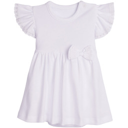 Dziewczęce sukienko-body z kr. rękawem białe Nicol