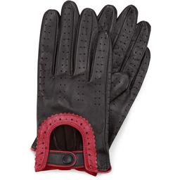 Damskie rękawiczki skórzane samochodowe czarno-czerwone