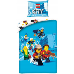 Pościel Bawełniana Lego City 140X200 Dziecięca Dwustronna