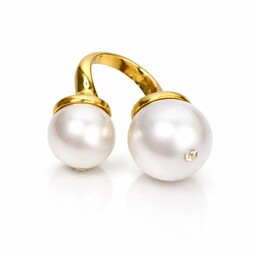 Pierścionek z białymi perłami zdobionymi kryształkami Preciosa (R25/KOR/104AU)