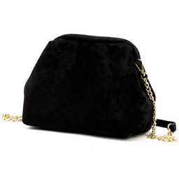 Zgrabna Skórzana damska zamszowa wizytowa torebka z łańcuszkiem