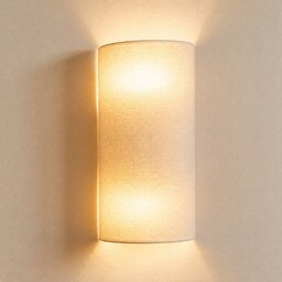 Lampa Ścienna Duolla, Nature, beżowy, salon, tkanina tekstylia,