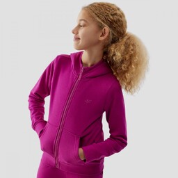 Bluza Dziewczęca 4F Rozpinana Ocieplana Z Kapturem Różowa