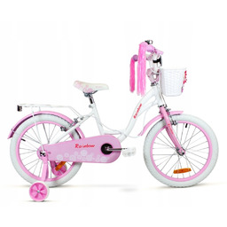 SIROX Rainbow rower dziecięcy 16" różowy z koszykiem,
