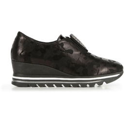 Damskie sneakersy metaliczne na platformie czarne