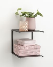 Czarna metalowa wisząca półka na dekoracje (podwójna) naga