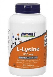 NOW FOODS L-LYSINE 500mg, 250 tabletek