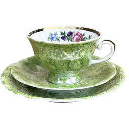 Pakamera Zielony zestaw śniadaniowy Zakład Porcelany Stołowej Karolina