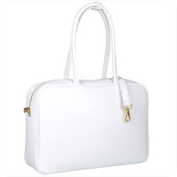 Elegancka skórzana torebka kuferek biała Borse in Pelle