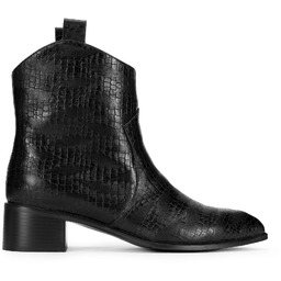 Damskie kowbojki ze skóry croco czarne