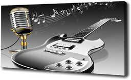 Foto obraz na płótnie Gitara i mikrofon