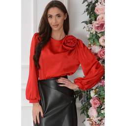 Bluzka satynowa z różą czerwona Wiky