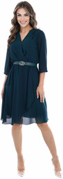 Sukienka FSU1098 ZIELONY CIEMNY gładki zielony szyfon
