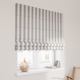Roleta rzymska Capri, biało-szare pionowe pasy (5,5cm), Quadro