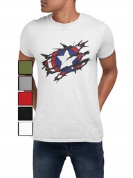 Koszulka T-Shirt Męska Z Nadrukiem Kapitan Ameryka Iron